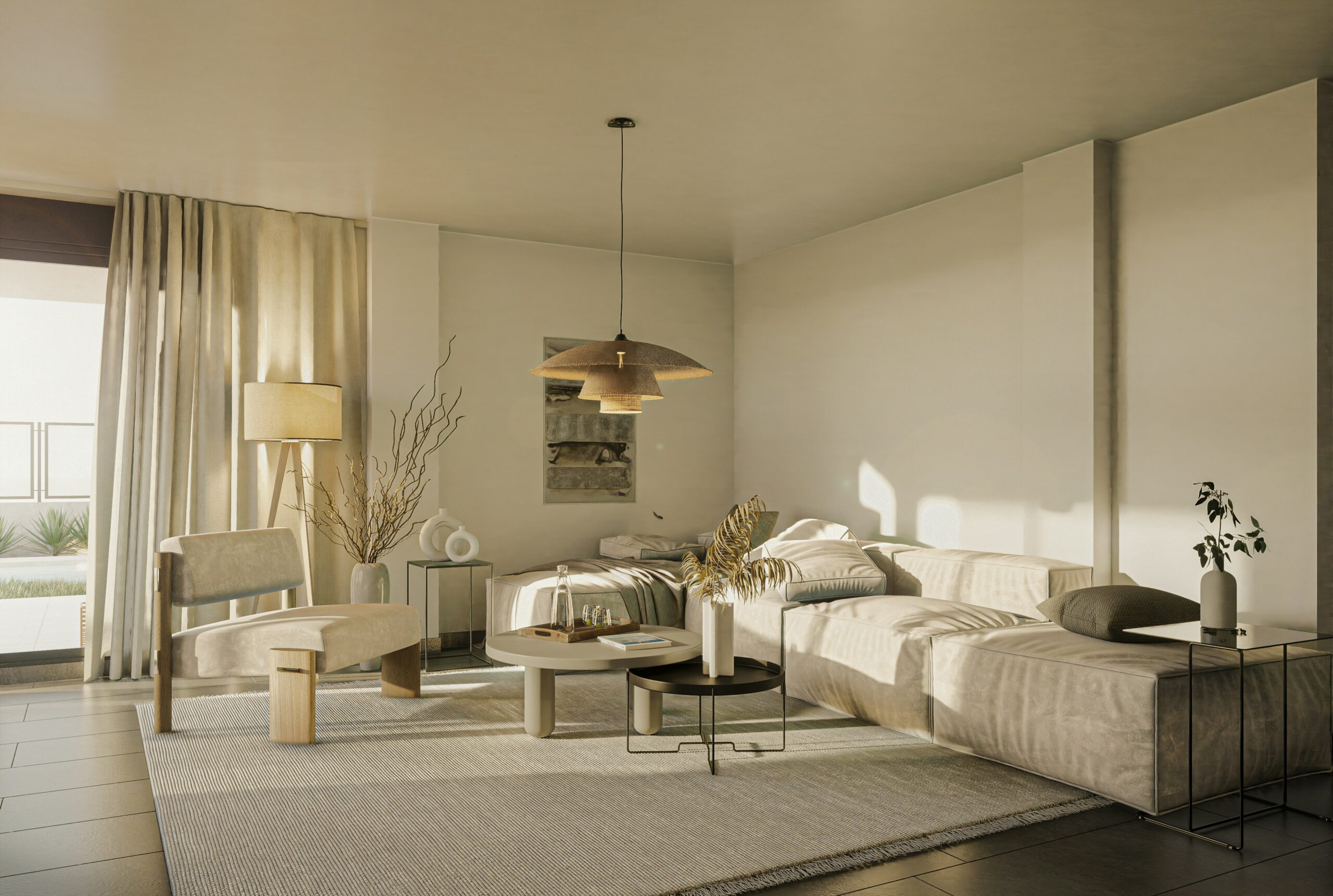 boho neutral living room